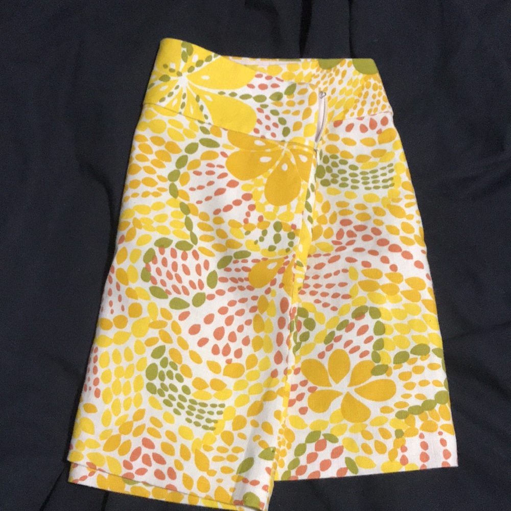 J Crew yellow patterned skirt - Picture 2 of 4